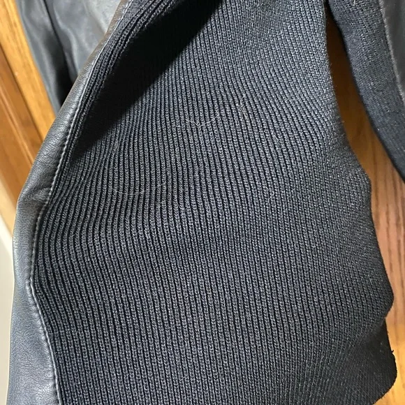 Faux Leather Rib Knit Biker Jacket - Picture 6 of 8